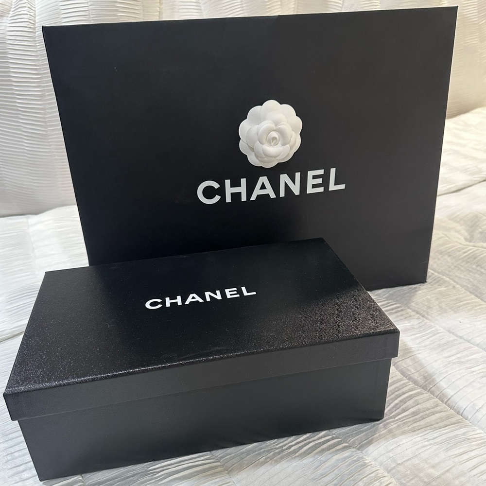 Chanel gift bag and empty shoe box